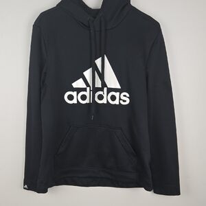 Adidas Aeroready‎ Black Pullover Hoodie Women Medium Badge of Sport Logo Pocket